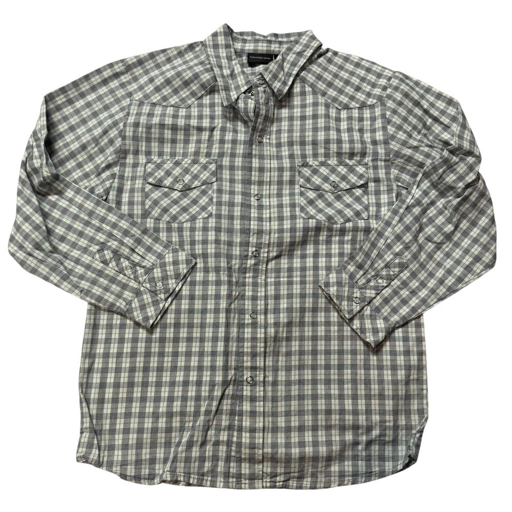 Calvin Klein‎ Kids Gray and White Checkered Button Down Shirt